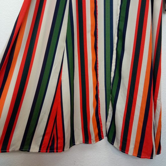 Bohemian Striped Multicolor Open Front Kimono L - Picture 9 of 11